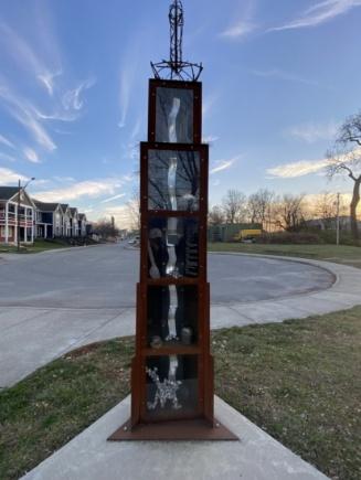 Glass tower rest stop art installation